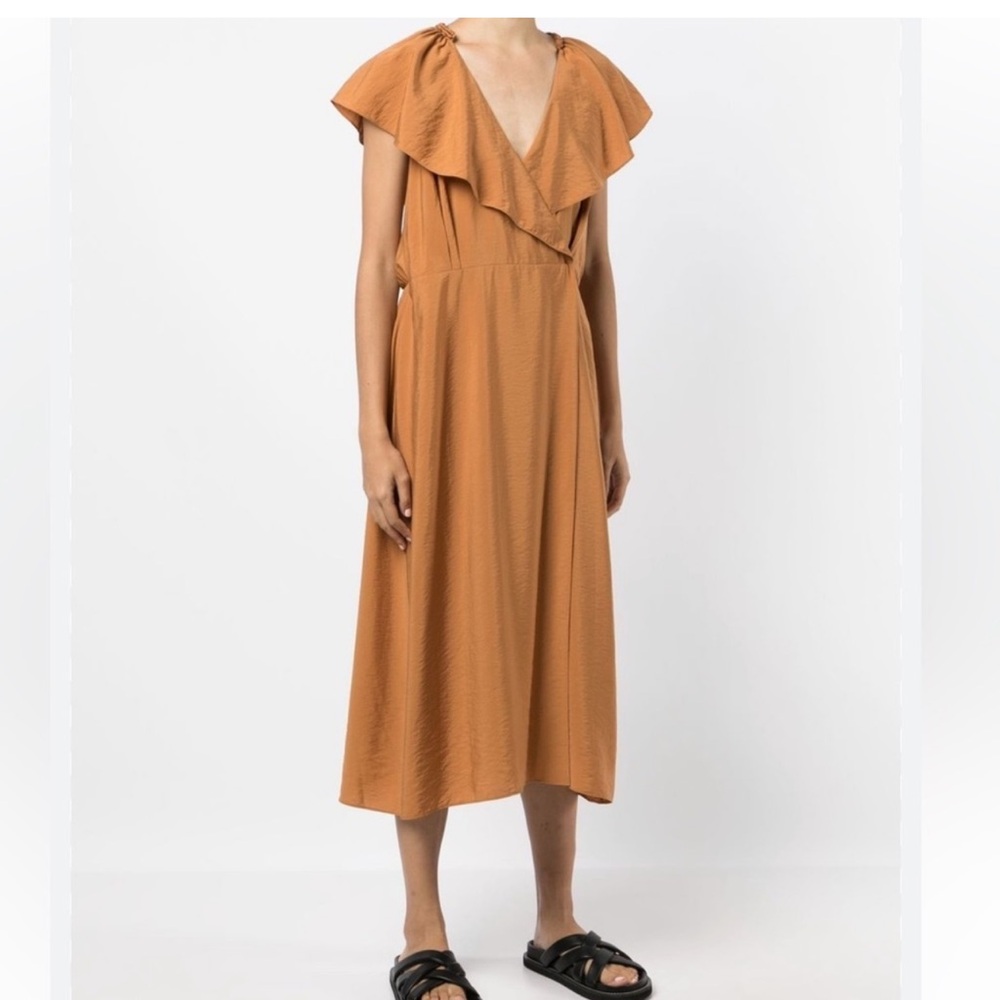 Vince
ruffled wrap midi dress